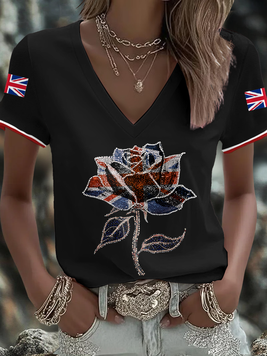 Women's UK Flag Art Printed T-shirt trupatriotic