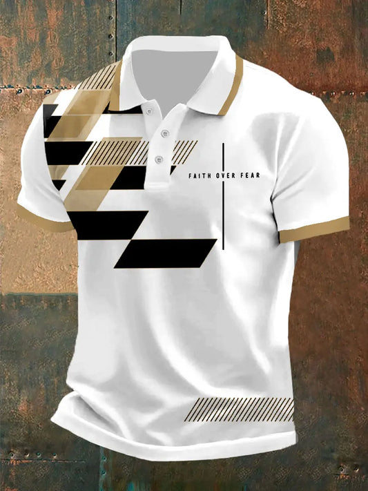Men's Faith Over Fear Printed Casual Polo Shirt - trupatriotic