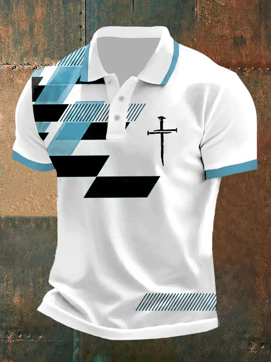 Men's Bible Verse “ Yeshua King OF Kings Lord Of Lords” Printed POLO Short Sleeve T-Shirt - trupatriotic