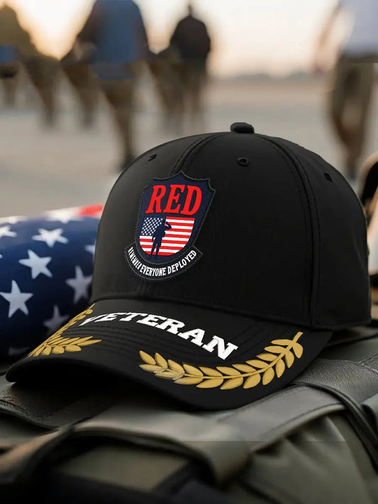 Unisex RED Honor The Deployed Print Hat - trupatriotic