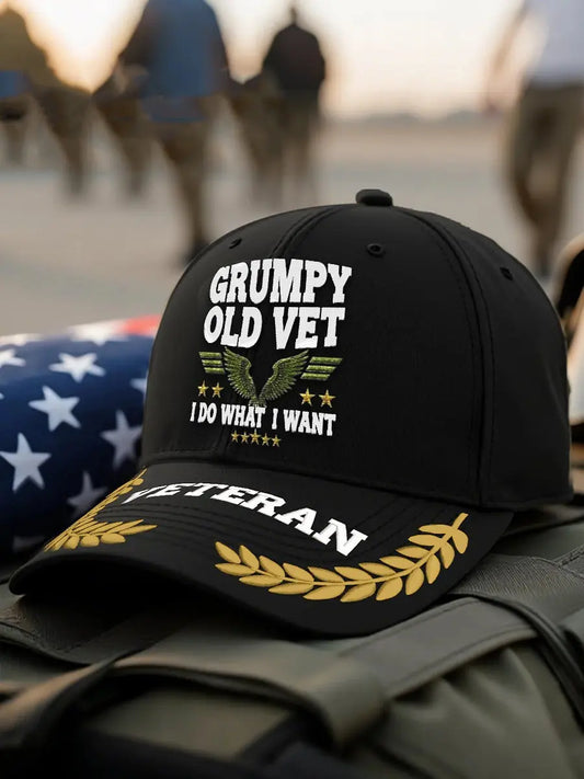 Unisex Grumpy Old Vet  I Do What I Want Print Hat - trupatriotic