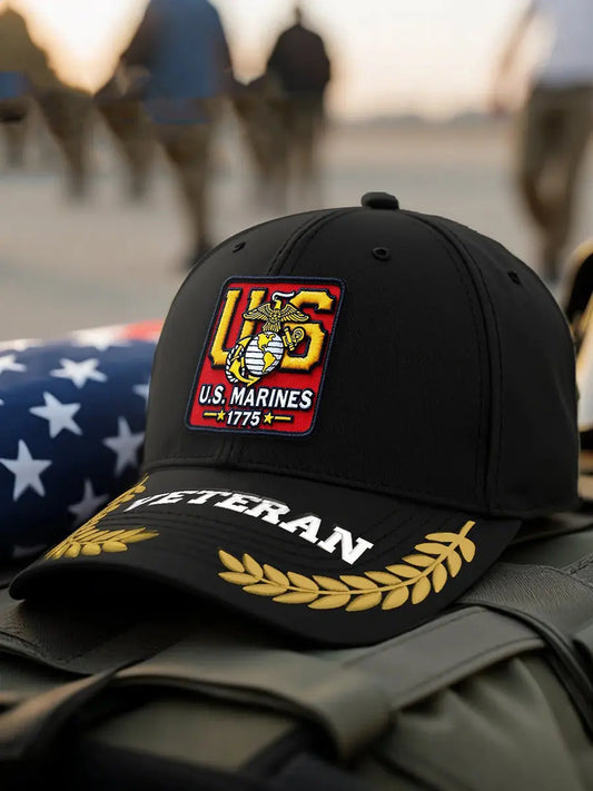 Unisex  U.S. Marines Veteran Pride And Strength Print Hat - trupatriotic