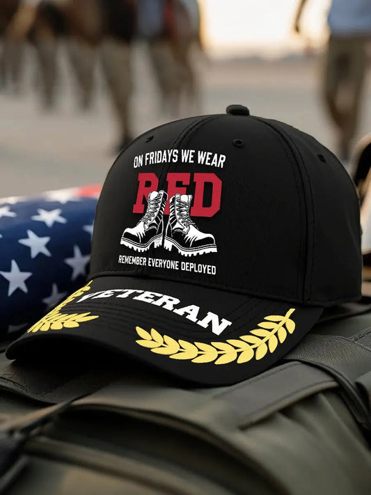 On Fridays We Wear Red Remember Everyone Deployed Cap - trupatriotic
