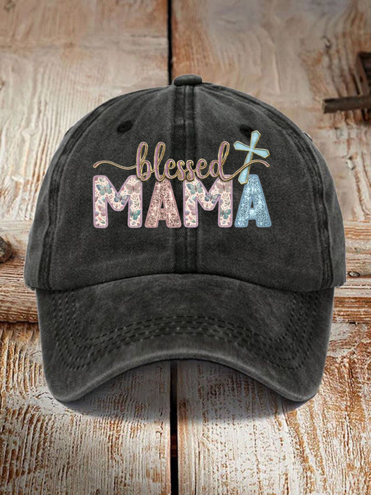 Unisex Blessed Mama Print Hat - trupatriotic