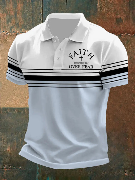 Men's Faith Over Fear Printed Short Sleeve T-Shirt - trupatriotic