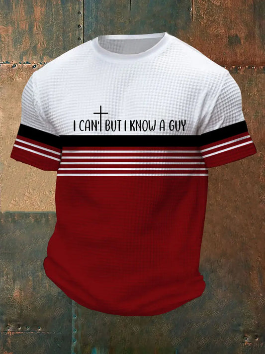 Men's I Can't But I Know A Guy Waffle Print T-shirt - trupatriotic