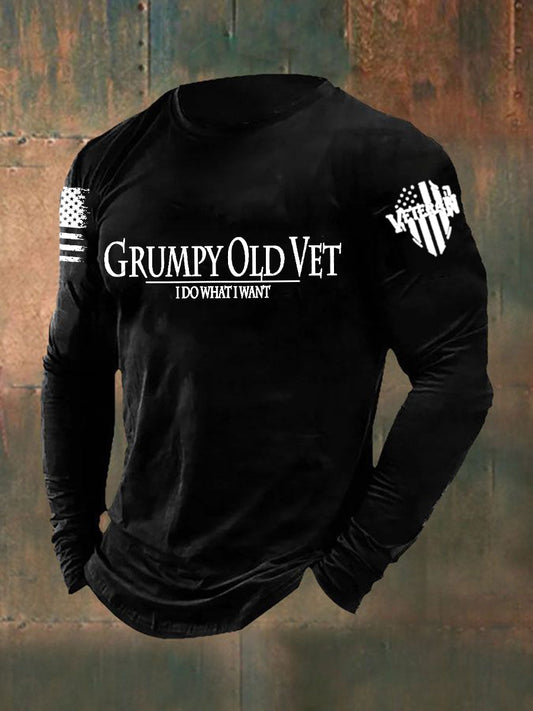 Men's Grumpy Old Vet I Do What I Want Long Sleeve T-shirt - trupatriotic