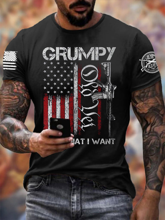 Men's Grumpy Old Vet I Do What I Want Short-sleeved T-shirt - trupatriotic