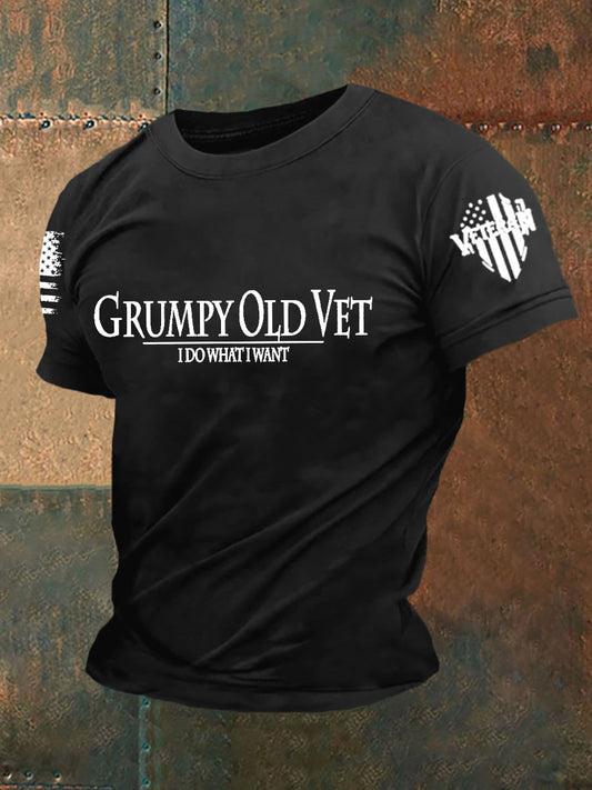 Men's Grumpy Old Vet I Do What I Want Short-sleeved T-shirt - trupatriotic