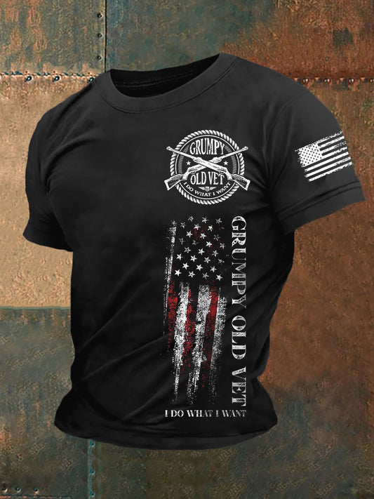 Men's Grumpy Old Vet I Do What I Want Short-sleeved T-shirt - trupatriotic