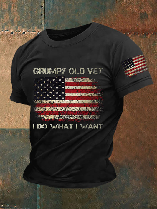 Men's Grumpy Old Vet I Do What I Want Short-sleeved T-shirt - trupatriotic