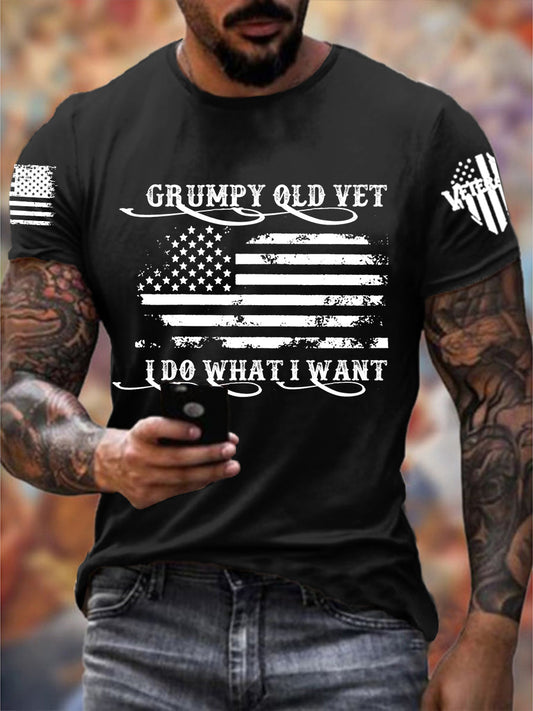 Men's Grumpy Old Vet I Do What I Want Short-sleeved T-shirt - trupatriotic