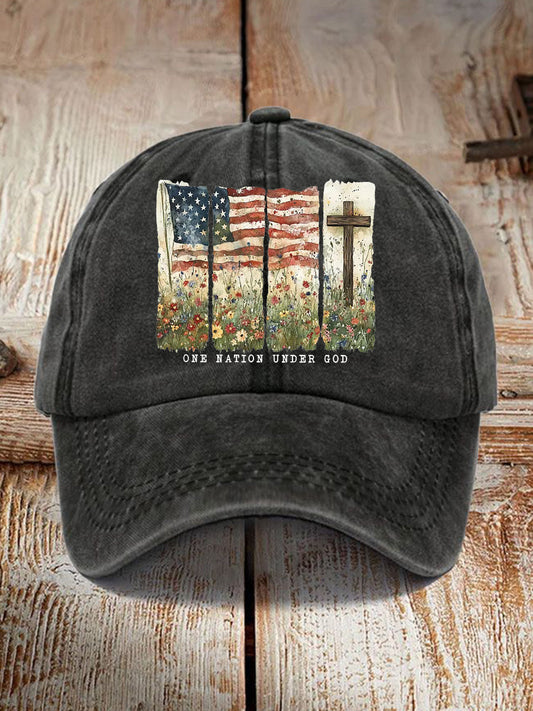 Unisex One Nation Under God Faith Graphic Print Hat - trupatriotic