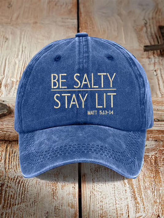 Unisex Be Salty Stay Lit Matt 5:13-14 Print Hat - trupatriotic
