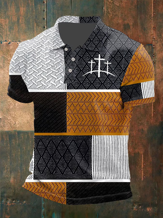 Men's Faith Cross Printed Polo Shirt - trupatriotic