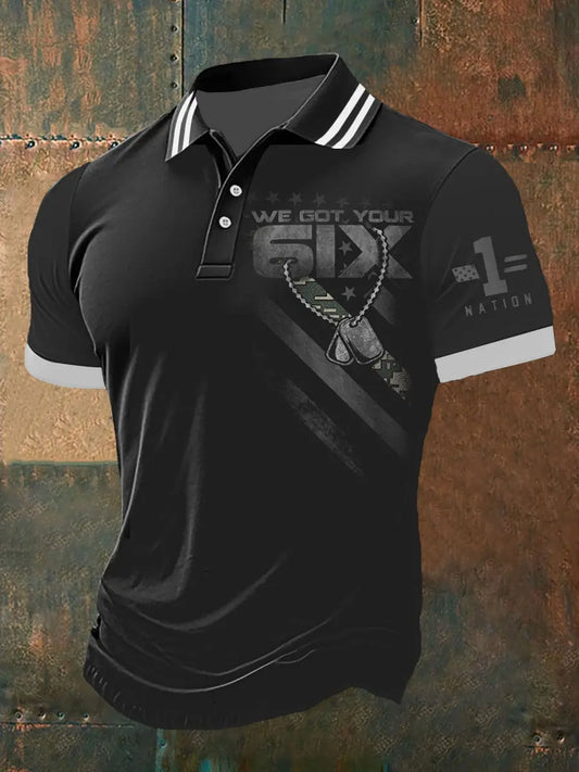 Men's  We Got Your Six Short Sleeve Polo Shirt - trupatriotic