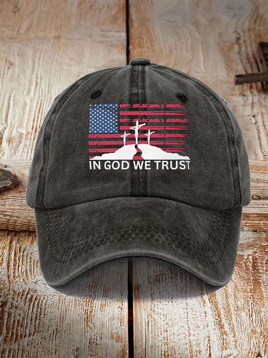 Unisex In God We Trust Print Hat - trupatriotic