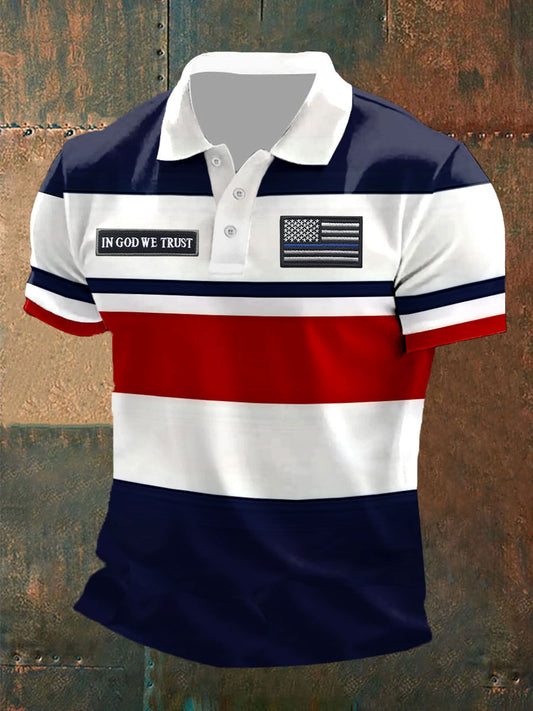 Men's In God We Trust Printed Casual Polo Shirt - trupatriotic