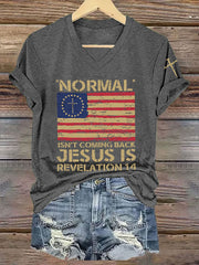 Women's Casual Christian Faith Christ Flag Printed V-Neck Short Sleeve T-Shirt - trupatriotic