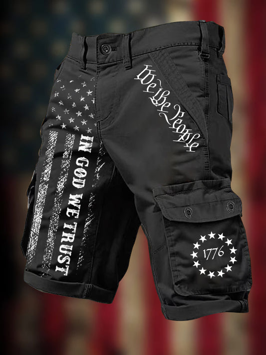 Men's In God We Trust Print Casual Shorts - trupatriotic