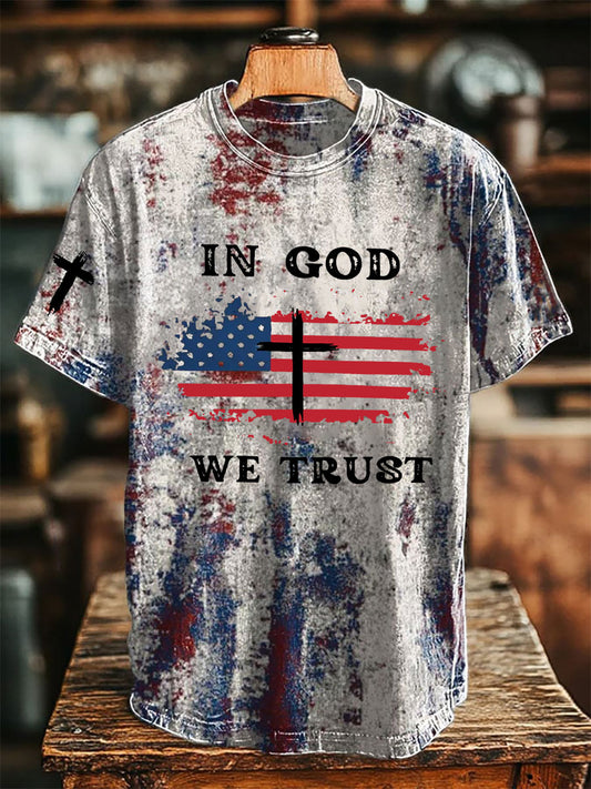 Men's In God We Trust Printed Casual T-Shirt - trupatriotic