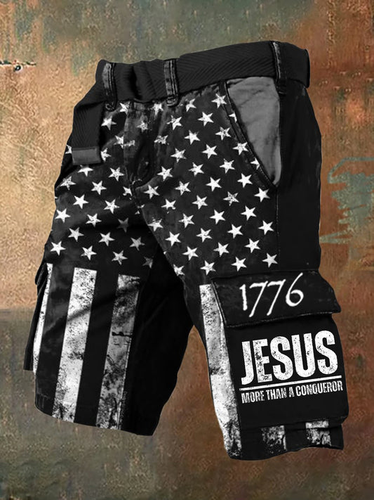 Men's Jesus More Than A Conqueror Casual Shorts - trupatriotic