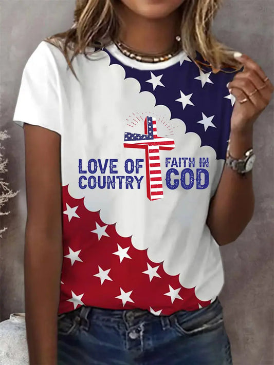 Women's Love Of Country Faith In God Short-sleeved T-shirt trupatriotic