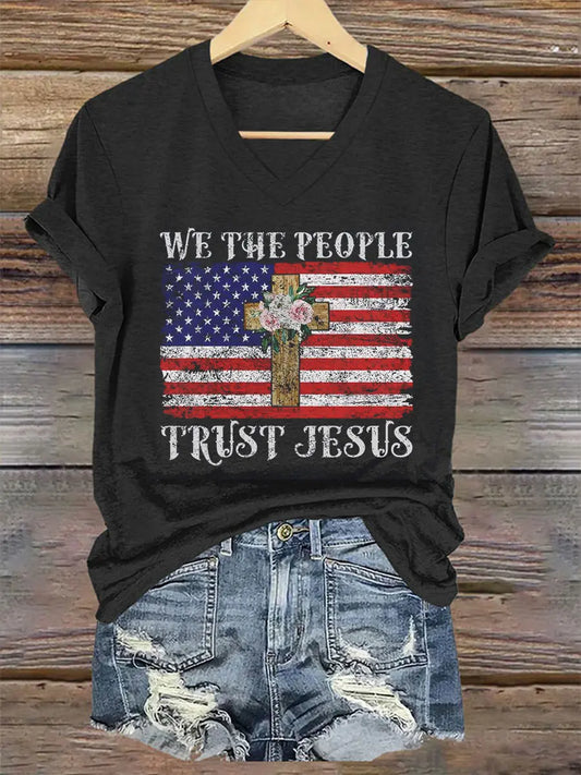 Women's We The People Trust Jesus Short-sleeved T-shirt trupatriotic