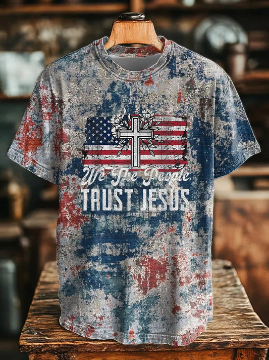 Men's We The People Trust Jesus Print T-Shirt trupatriotic
