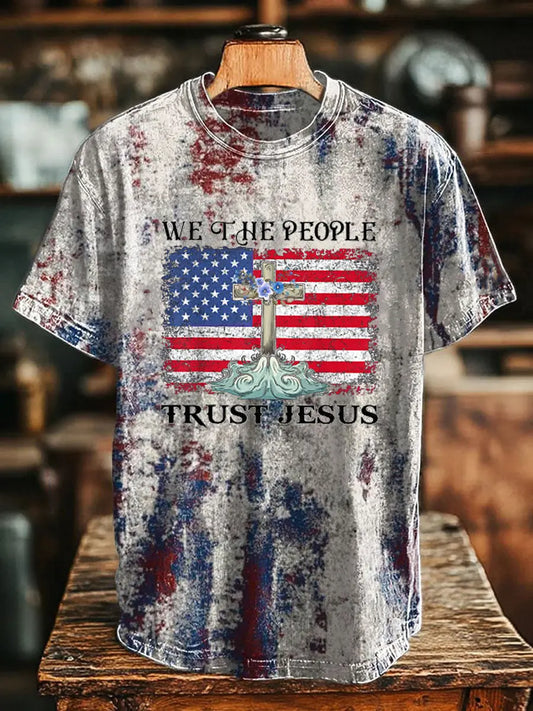 Men's We The People Trust Jesus Print T-Shirt trupatriotic