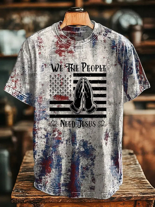 Men's We The People Need Jesus Printed T-Shirt trupatriotic