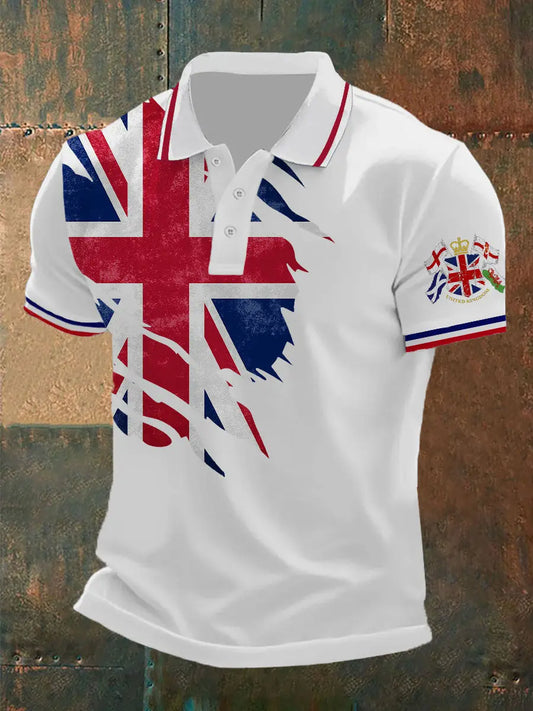 Men's Union Jack Print Casual Polo Shirt trupatriotic