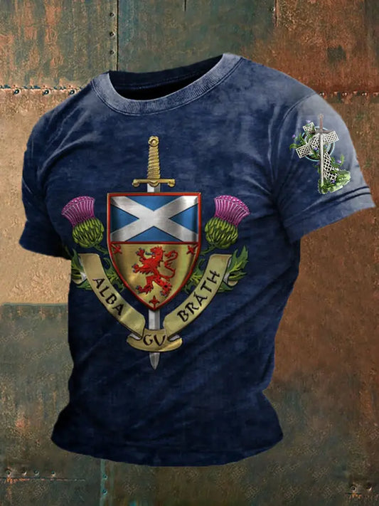 Men's England Scotland Thistle Printed T-shirt trupatriotic