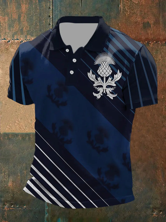 Men's Scotch Thistle Print Polo Shirt trupatriotic