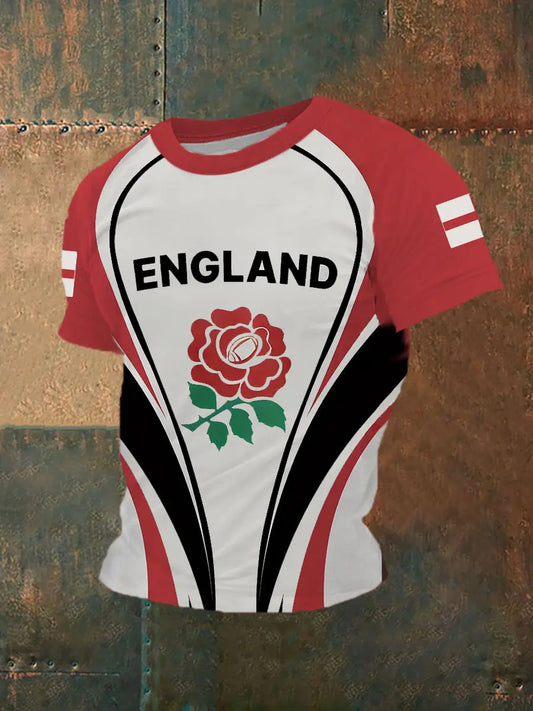 Men's England Flag Printed Casual T-Shirt trupatriotic