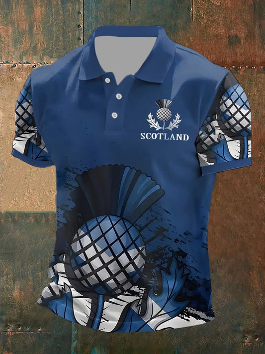 Men's Scotch Thistle Print Polo Shirt trupatriotic