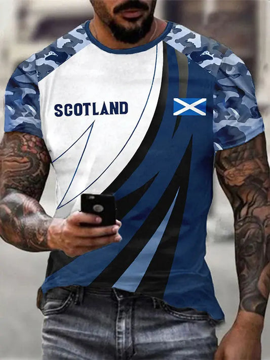 Men's Scottish Flag Print Casual T-shirt trupatriotic