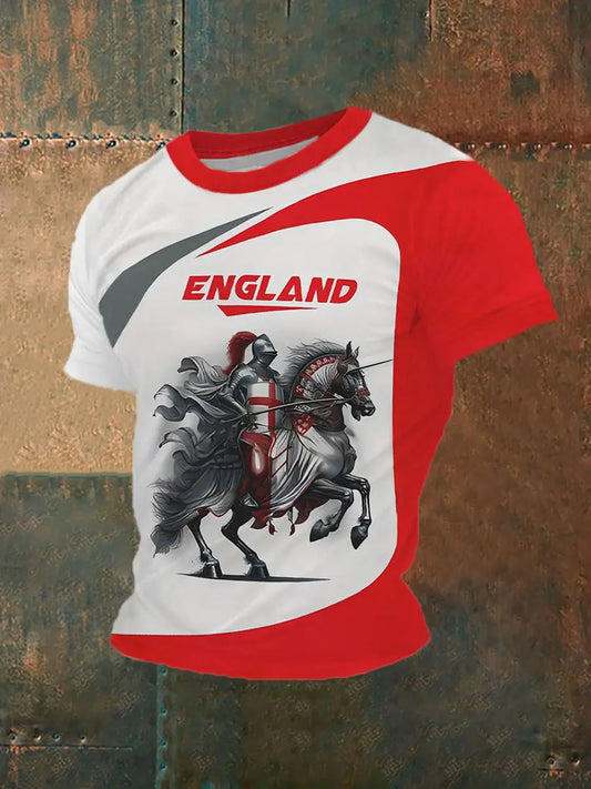 Men's England Flag Printed Casual T-Shirt trupatriotic