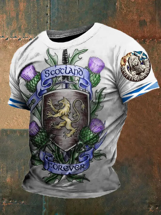 Men's England Scotland Thistle Printed T-shirt trupatriotic