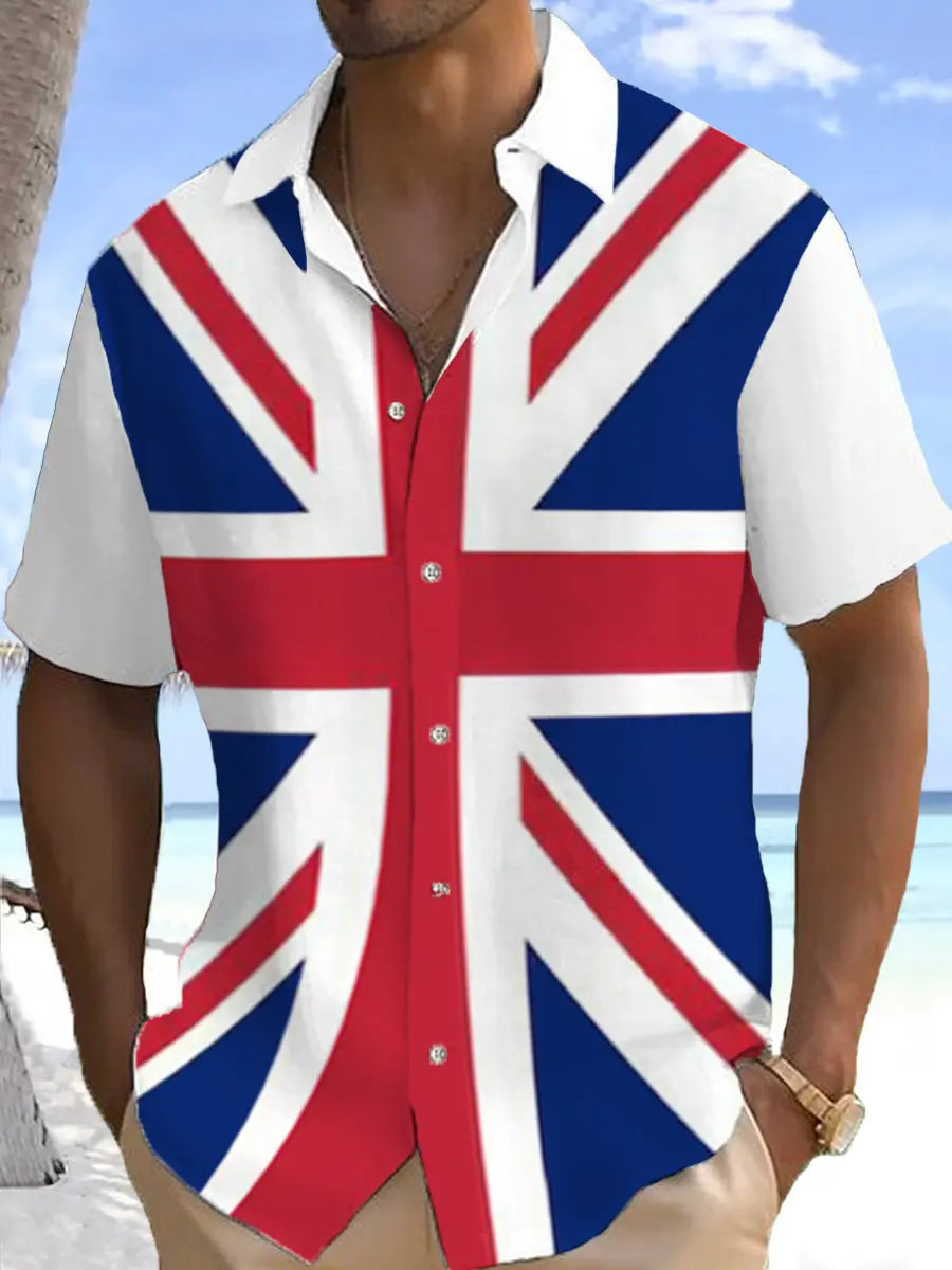 Men's UK Flag Print Casual Shirt trupatriotic