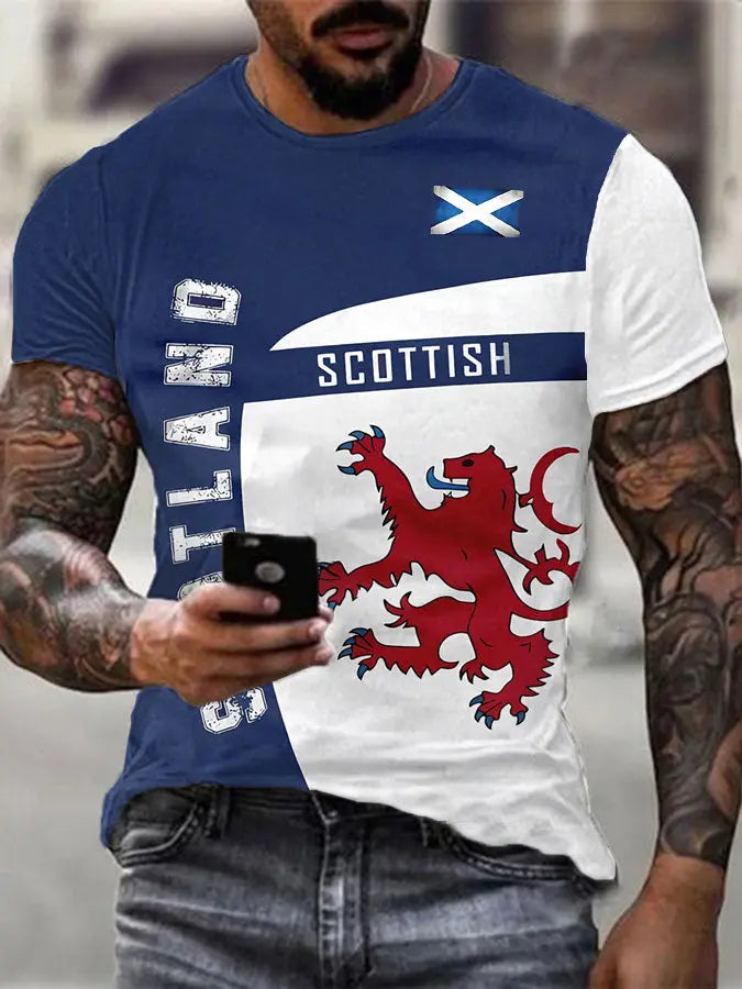 Men's Scottish Flag Print Casual T-shirt trupatriotic