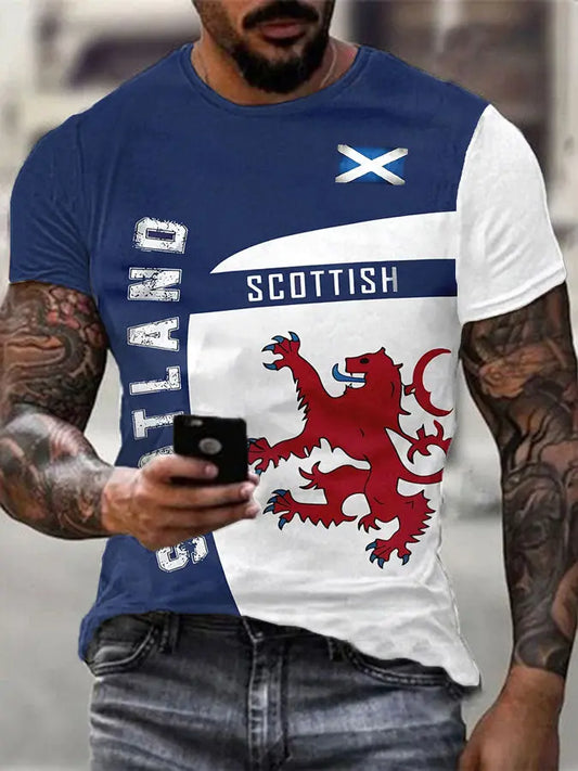 Men's Scottish Flag Print Casual T-shirt trupatriotic