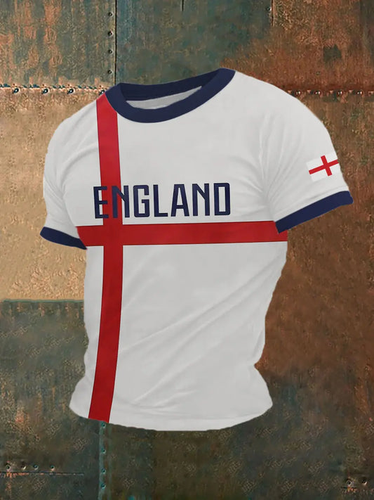 Men's England Flag Printed Casual T-Shirt trupatriotic