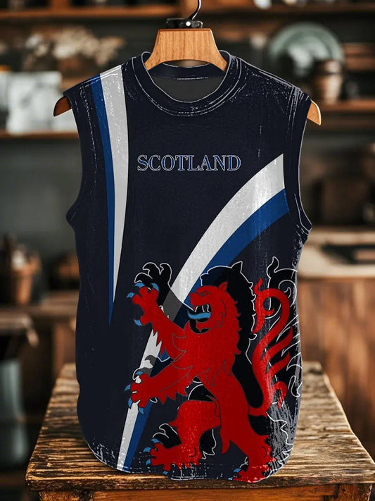 Men's Scottish Flag Print Casual Vest trupatriotic