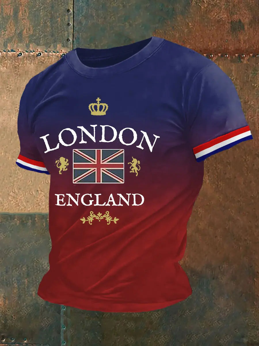 Men's London England Print Casual Tee trupatriotic