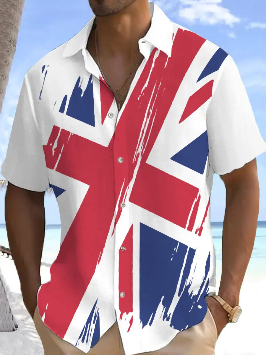 Men's UK Flag Print Casual Shirt trupatriotic