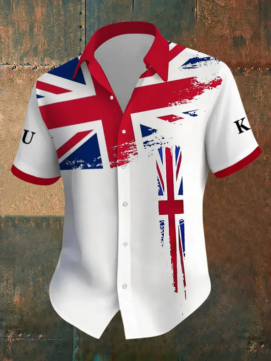Men's Union Jack Short Sleeve Shirt trupatriotic