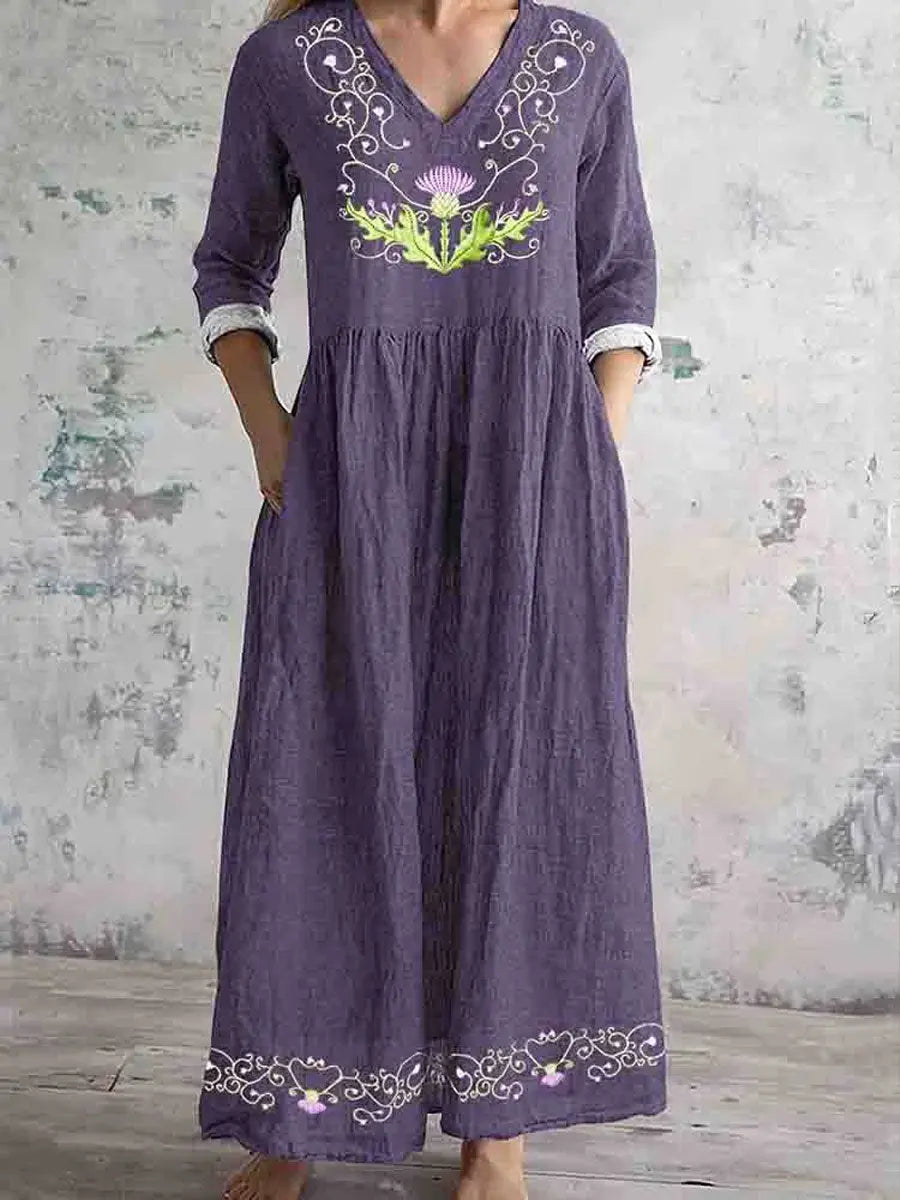 Women's England Scotland Thistle Printed Dress trupatriotic