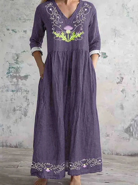 Women's England Scotland Thistle Printed Dress trupatriotic