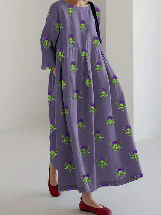 Women's England Scotland Thistle Printed Dress trupatriotic